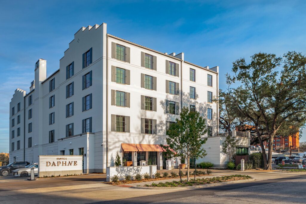 Exterior of Hotel Daphne completed by the Project Management team in Houston, Texas.